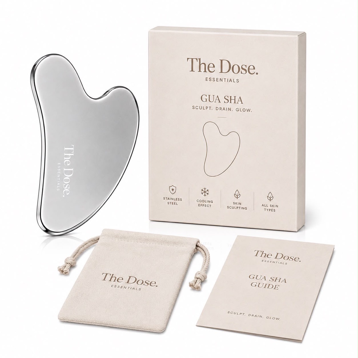 Gua sha kit with pouch and guide